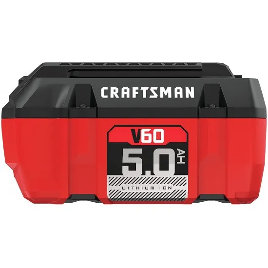 Batterie lithium-ion 5,0 Ah pour CRAFTSMAN V60 (2025) avec indicateur LED. Sans effet mémoire. Garantie de 4 ans.