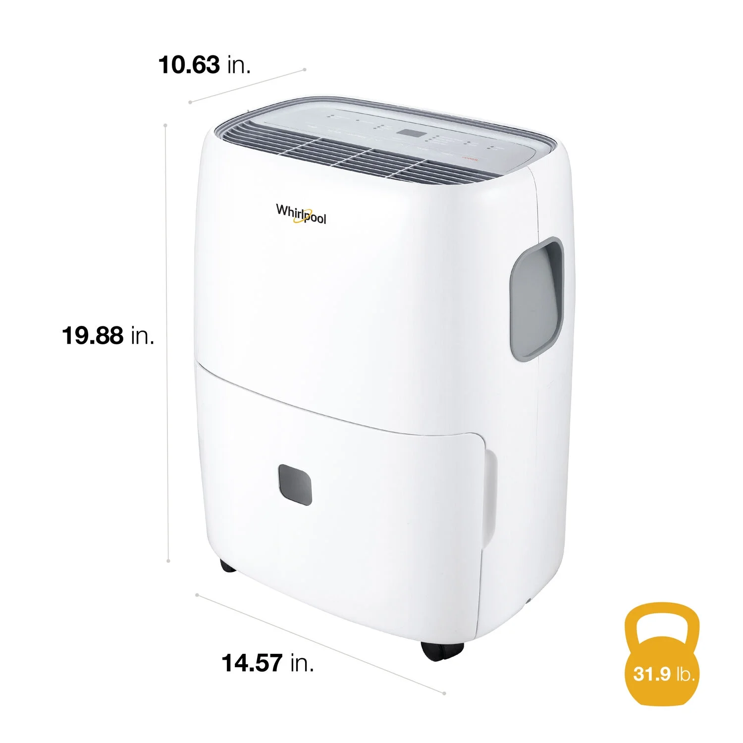 Whirlpool 30 - Pint 3000 Sq Ft Humidity Absorber Dehumidifier, Bedroom, Basement, Garage, WHAD301DW, New