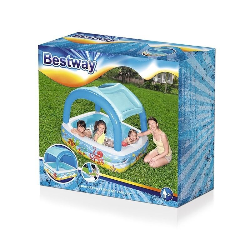 Bestway Oppustelig Børnepool med Aftageligt Tag 140x140x114 cm +2 År Have 52192