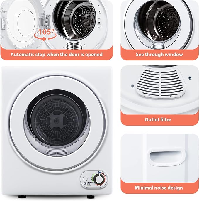 2025 EUHOMY 110V bærbar tørretumbler til lejligheder, autocampere og kollegieværelser