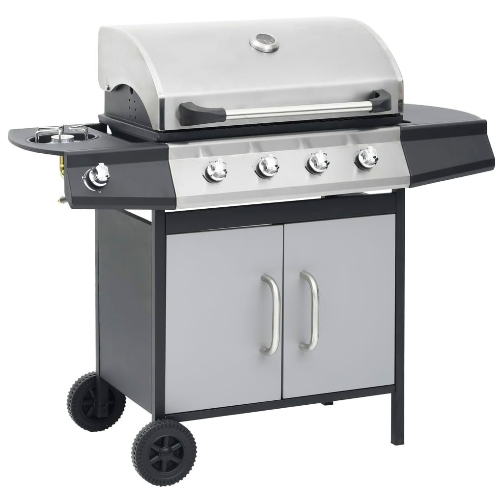 Vidaxl Gasgrill mit 4+1 Brennern, Schwarz und Silber