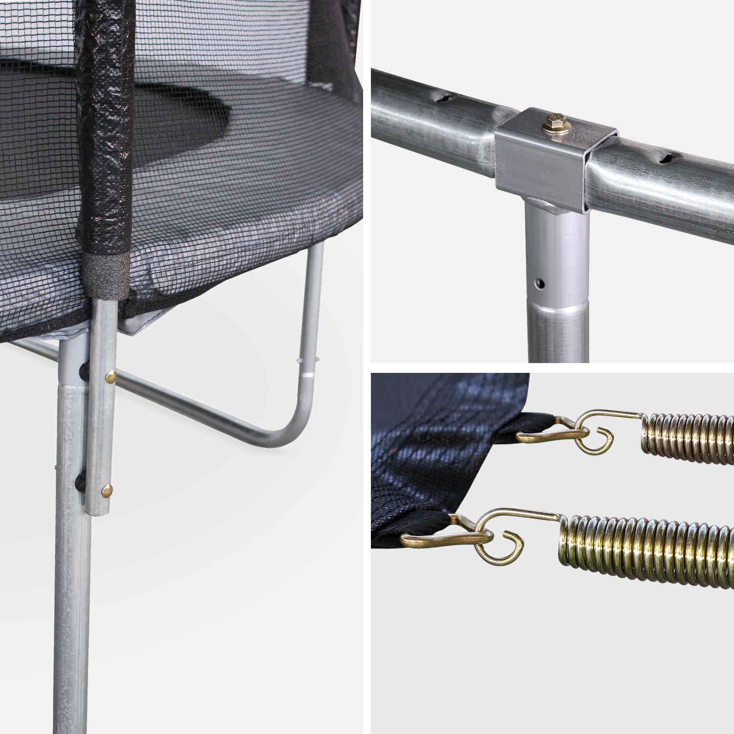 370 cm trampolin med sikkerhedsnet, grå