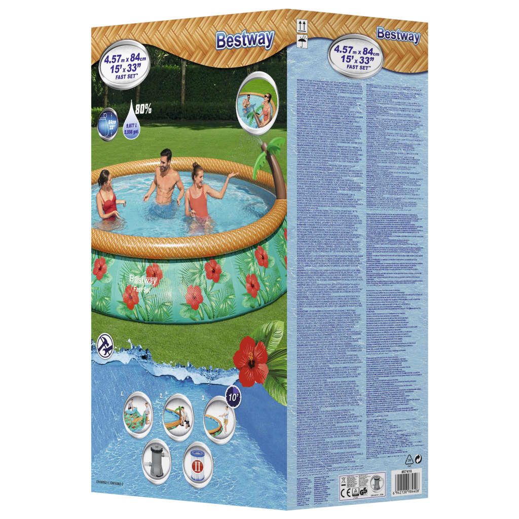 Vidaxl Bestway Paradise Palms oppustelig pool 9677l flerfarvet Ø457x48 cm