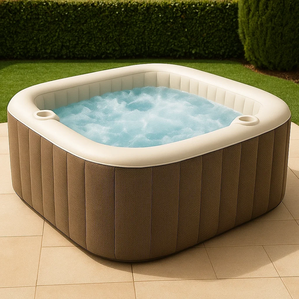 Aufblasbarer Whirlpool 180x180x71 cm, quadratisch, für 4 Personen, braun/beige, exYiCLw347WN