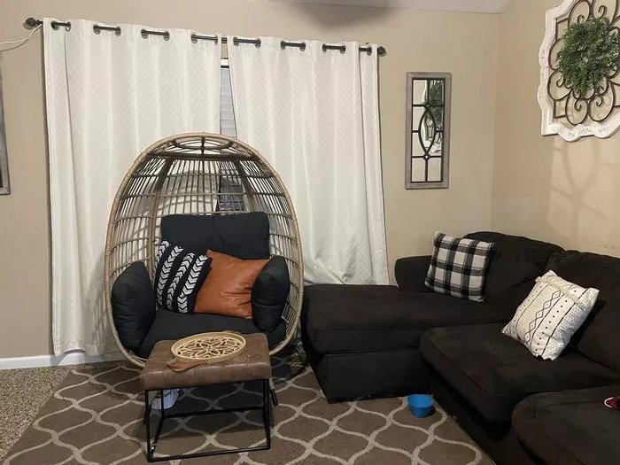 Wicker egg-shaped chair, oversized, for indoor and outdoor use, garden lounger