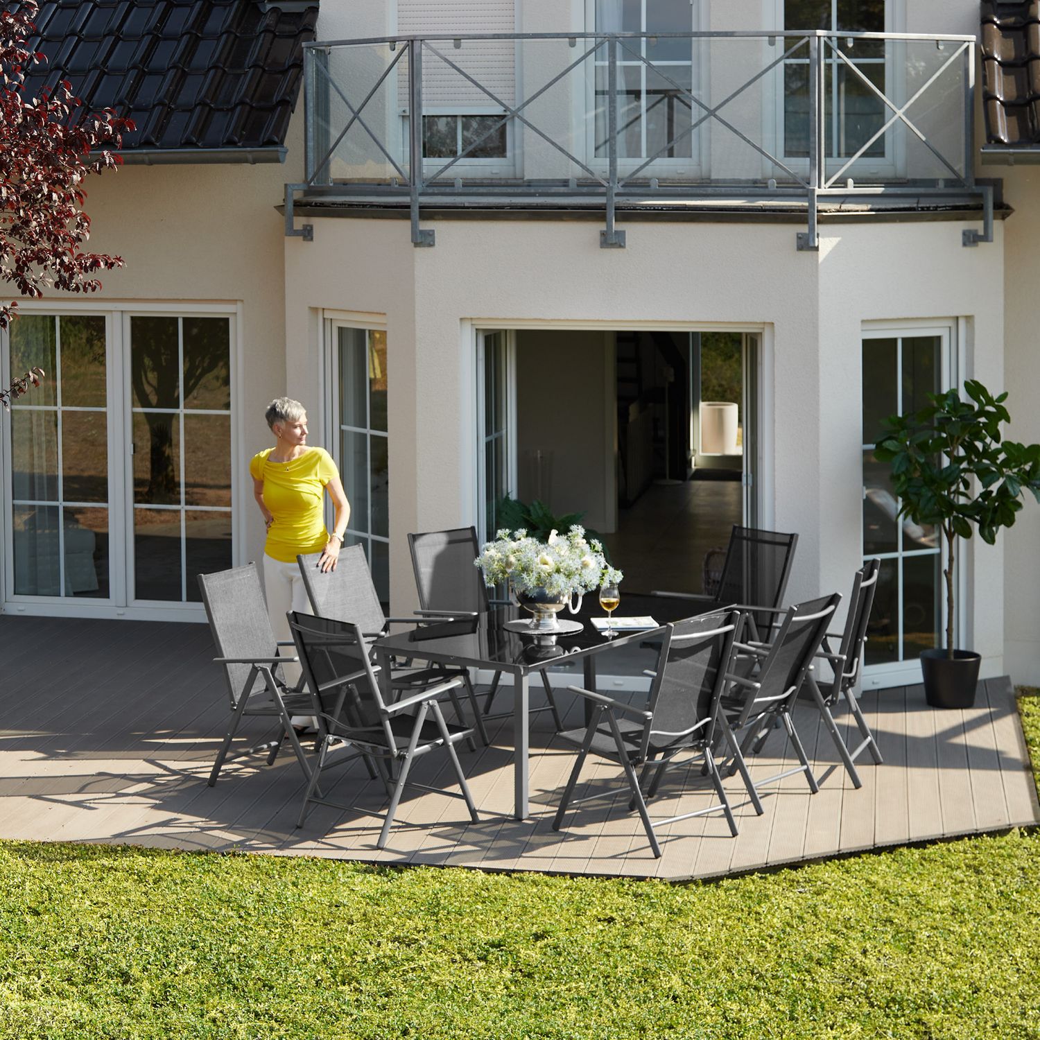 Aluminiumsstolsæt 8+1 - Mørkegrå