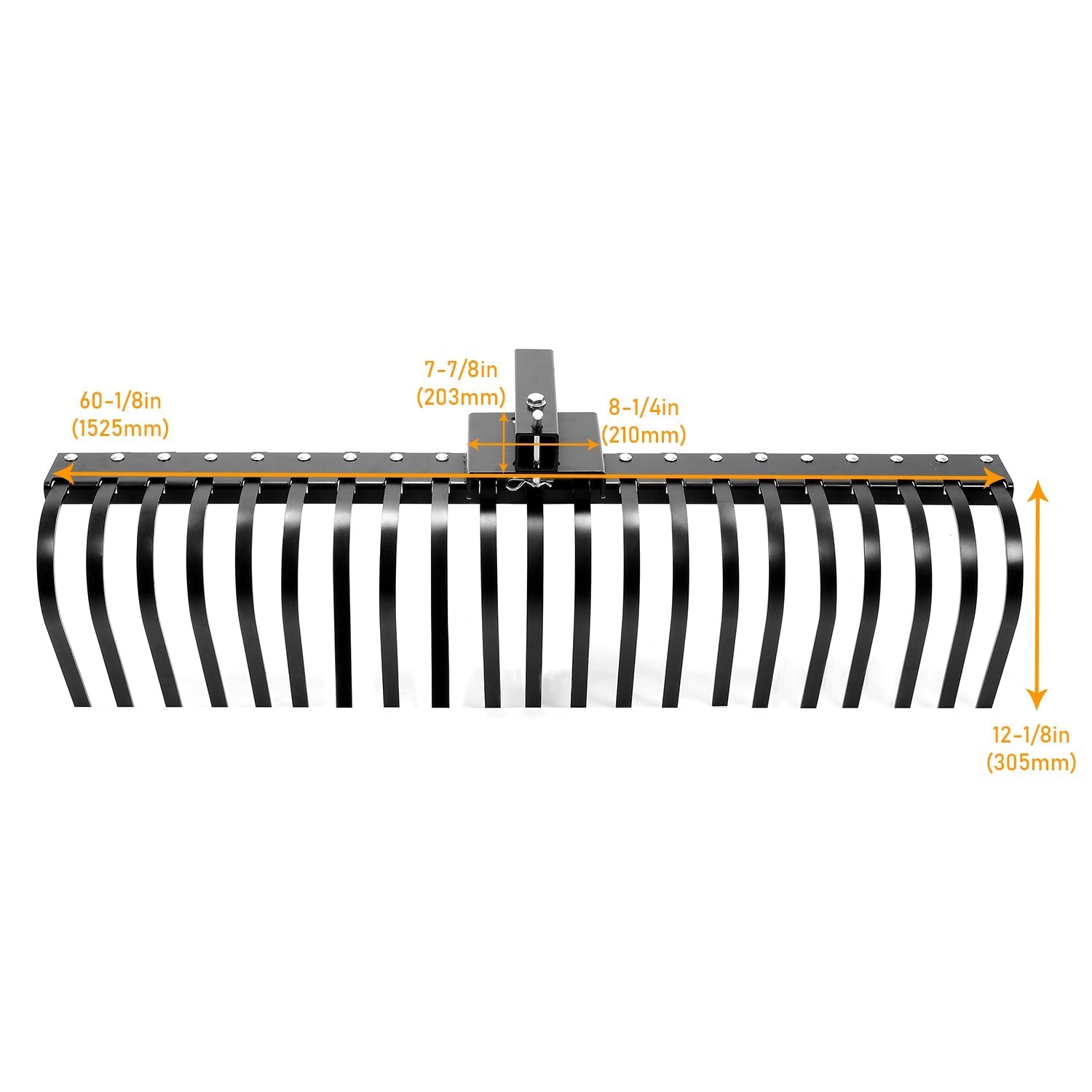 Kojem 60-Zoll-Landschaftsrechen für ATV, UTV, SxS, Garten-, Terrassen- und Strandreinigung mit 48- oder 60-Zoll-Werkzeugträger und Dreipunktaufhängung