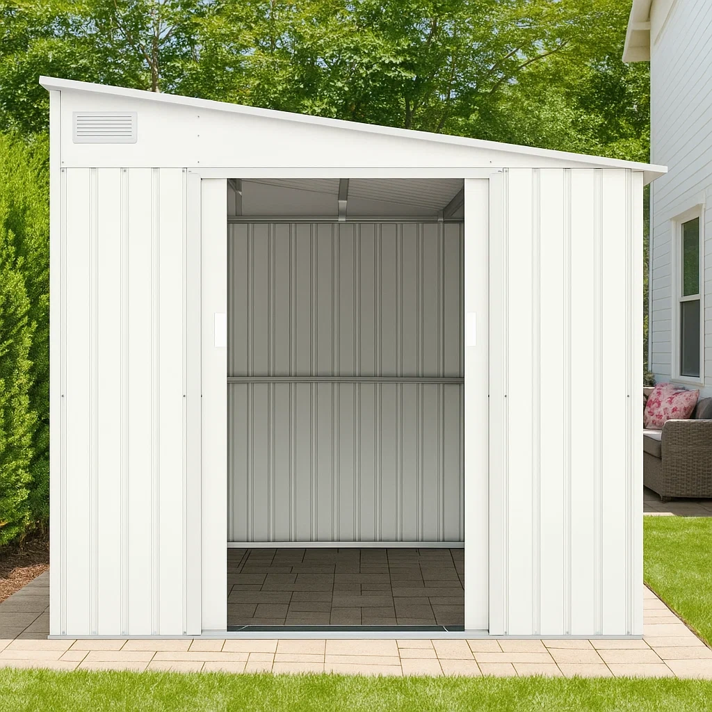 Gartenhaus aus weißem, verzinktem Stahl, 2,92 m² - tdZZaLd144Xy