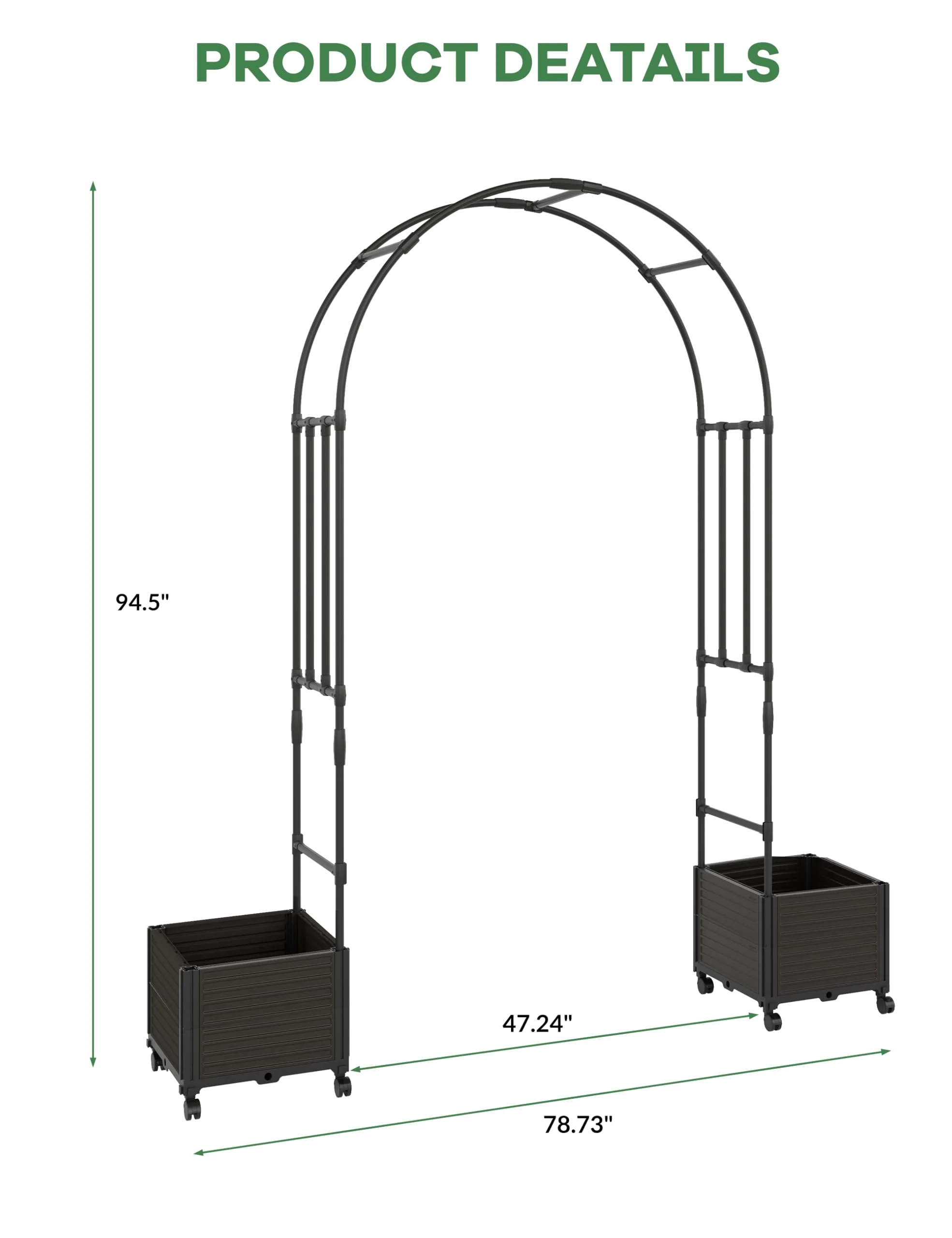 Riedhoff Span 47.2" Steel Garden Arch Trellis for Climbing Plants, Outdoor Garden Arbors and Arches