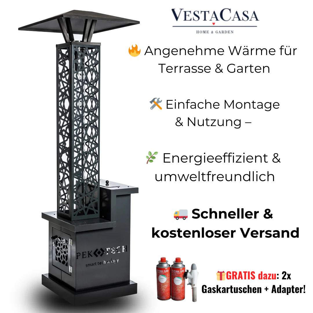 2025 Pektech Peluxe Anthracite – Élégant poêle à granulés pour jardin, terrasse et restaurants