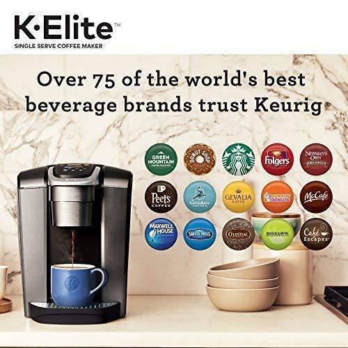Keurig K-Elite Einzelportions-Kaffeemaschine mit K-Cup-Kapseln, Kapazität für Eiskaffee, Oberfläche in gebürstetem Schiefer-Look