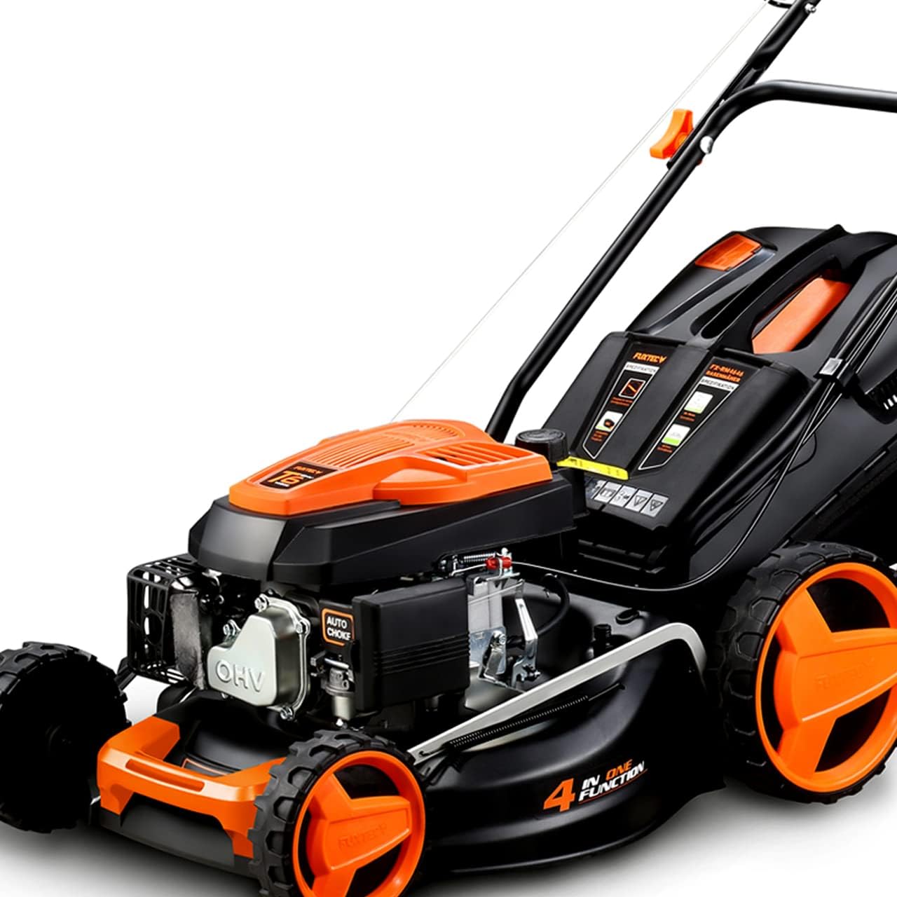 FUXTEC FX-RM4646ECO benzinplæneklipper, 46 cm klippebredde - Kraftig 146cc benzinmotor, let at rengøre 3-i-1 2,6 kW bioklipsystem med 50 liter græsopsamler