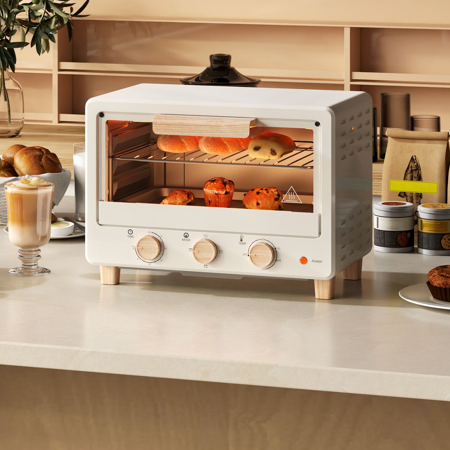 Four électrique de comptoir Homcom 16 L 1 400 W avec porte vitrée