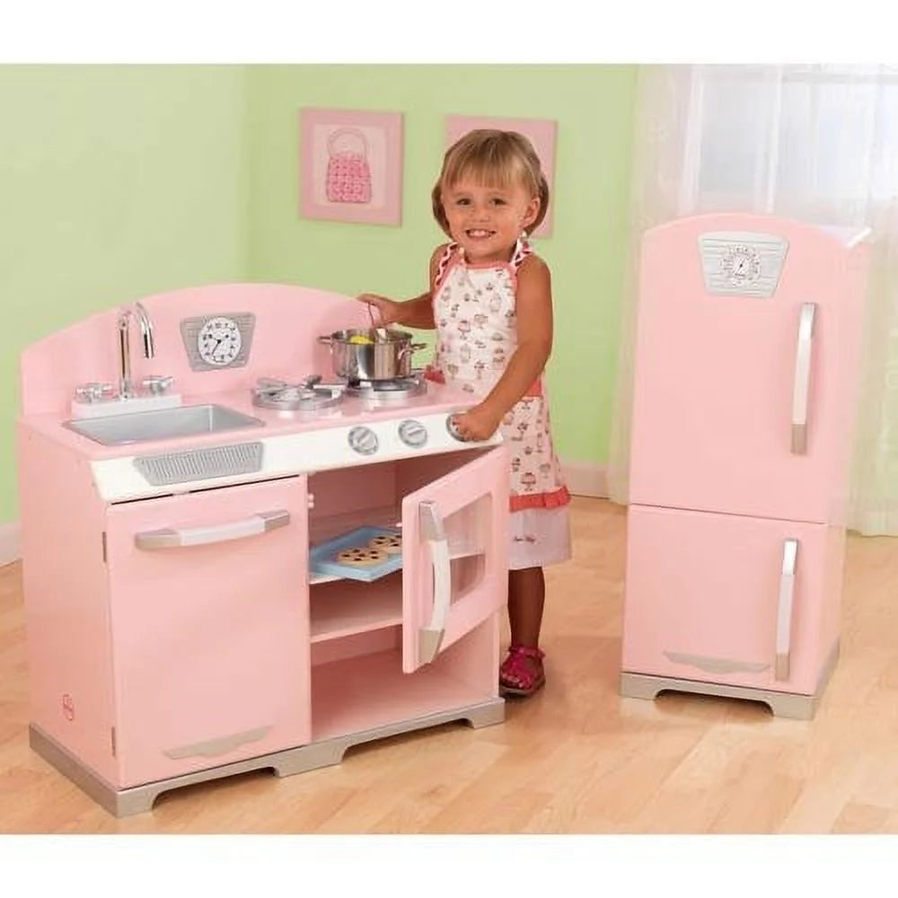 Cuisine et réfrigérateur rétro KidKraft en rose
