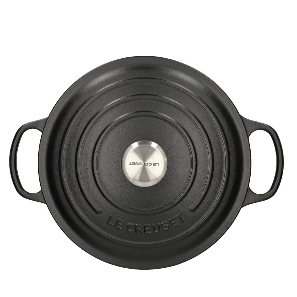 2025 Le Creuset - Signature Rund Stege-/Sauterpande Mat Sort 28cm 6,7L (Sort Indvendigt)