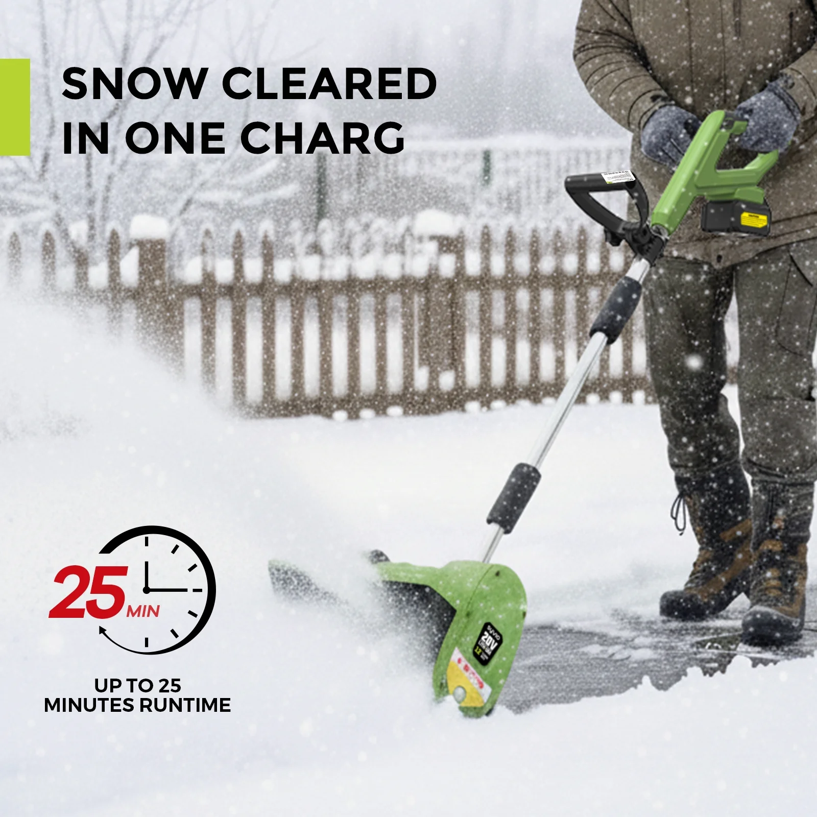 Syvio Cordless Snow Shovel, 24V | 12 - Inch | 4 - Ah Cordless Snow Blower, Battery Snow Blower with Directional Plate & Adjustable Front Handle (4 - Ah Battery & Quick Charger Included)