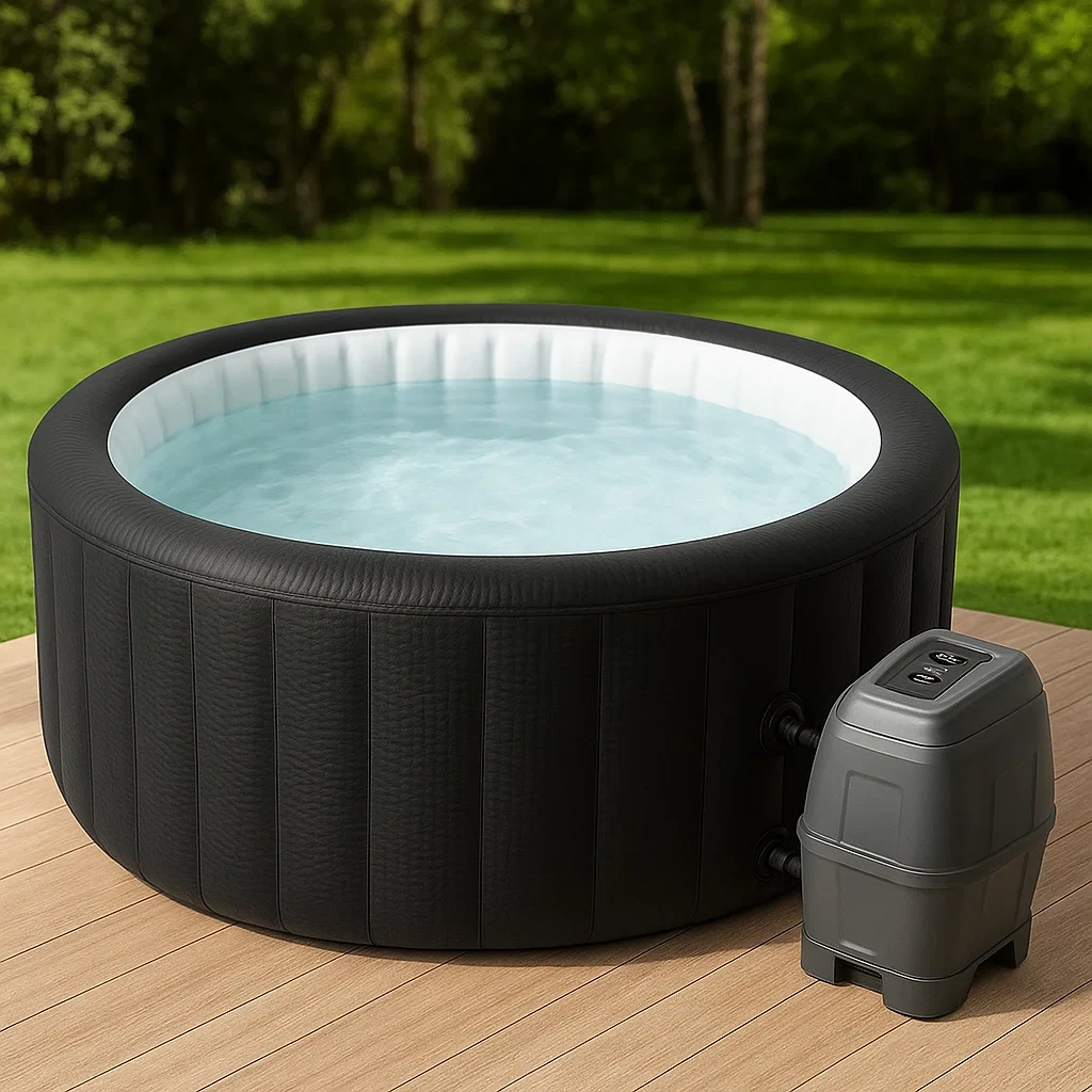 Aufblasbarer Whirlpool, 180 x 180 x 66 cm, 4 Personen, rund, schwarz/weiß, ckjJFIN354XY