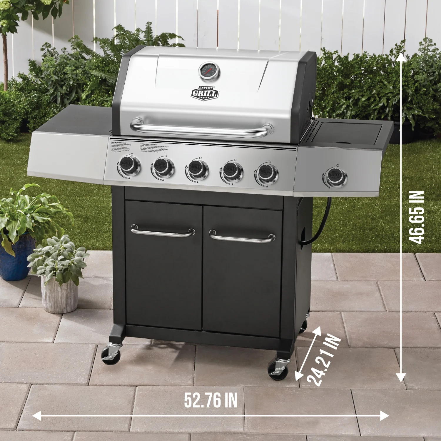 Expert Grill 5 Burner Propane Gas Grill with Side Burner