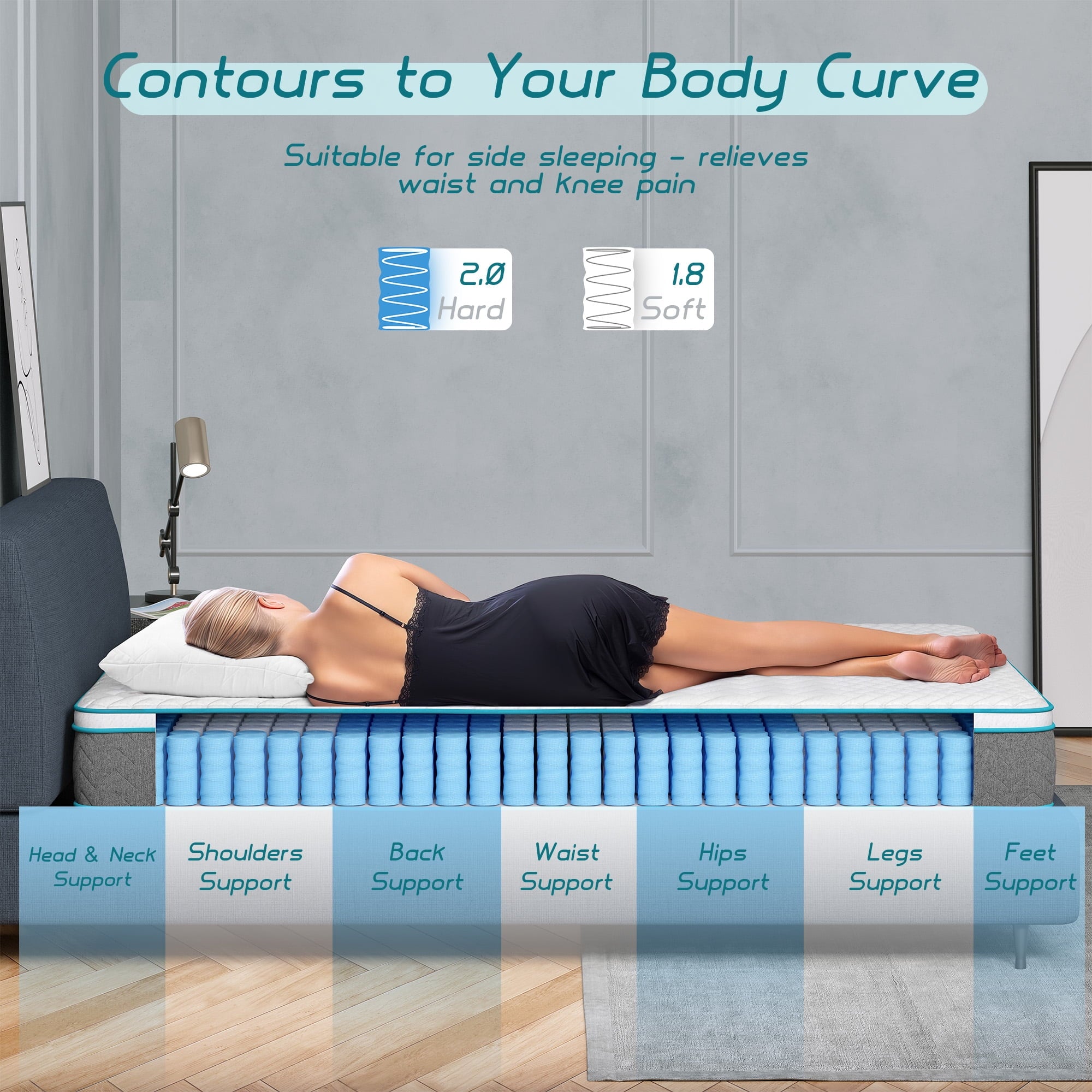 Size Hybrid Mattress. Serweet 10 inch Medium Firm Mattress Queen. with Bamboo Charcoal Memory foam. 7-Zone Innerspring Pillow Top Mattress for Cooler Sleep Supportive & Pressure Relief