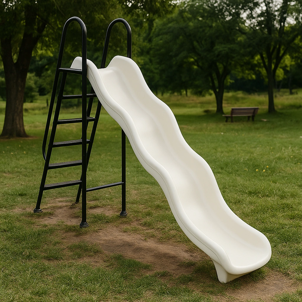 Toboggan enfant en acier blanc et noir 180x40x150 cm