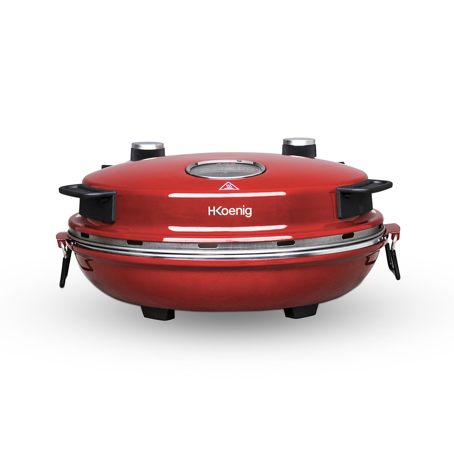 H.koenig Napl350 Pizzaovn, 1200 W, 32 cm diameter, op til 350°C, keramisk sten, rød