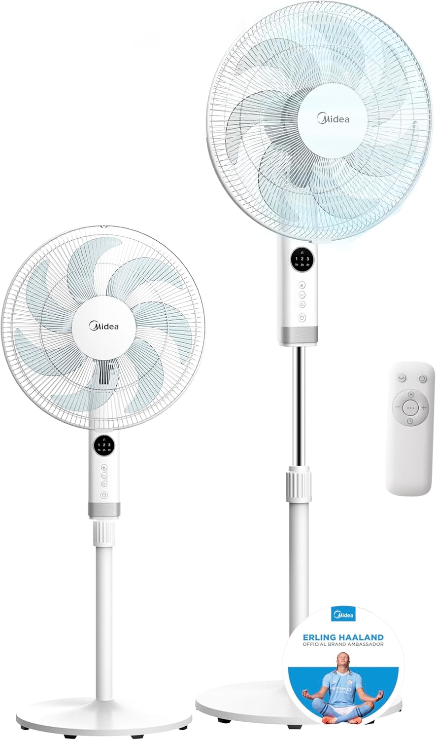 Ventilateur sur pied MIDEA 12 vitesses avec télécommande – Ventilateur silencieux avec oscillation 120º + 135º – Ventilateur avec minuterie, filtre et doubles pales – Débit d