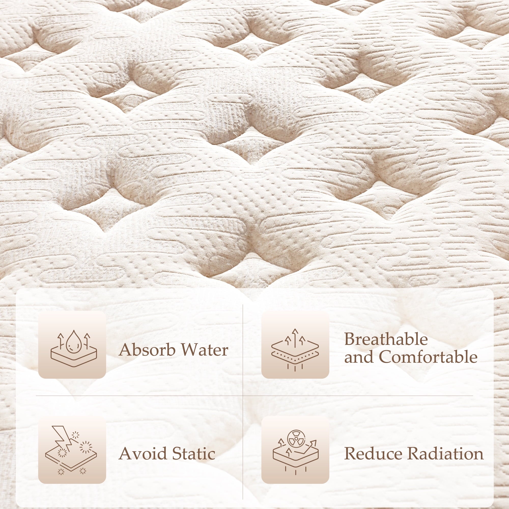 Size Hybrid Mattress. Kescas 10 inch Euro Top Linen Cover Innerspring Mattress in a Box. with CertiPUR-US Certified Memory Foam. Plush Yet Supportive