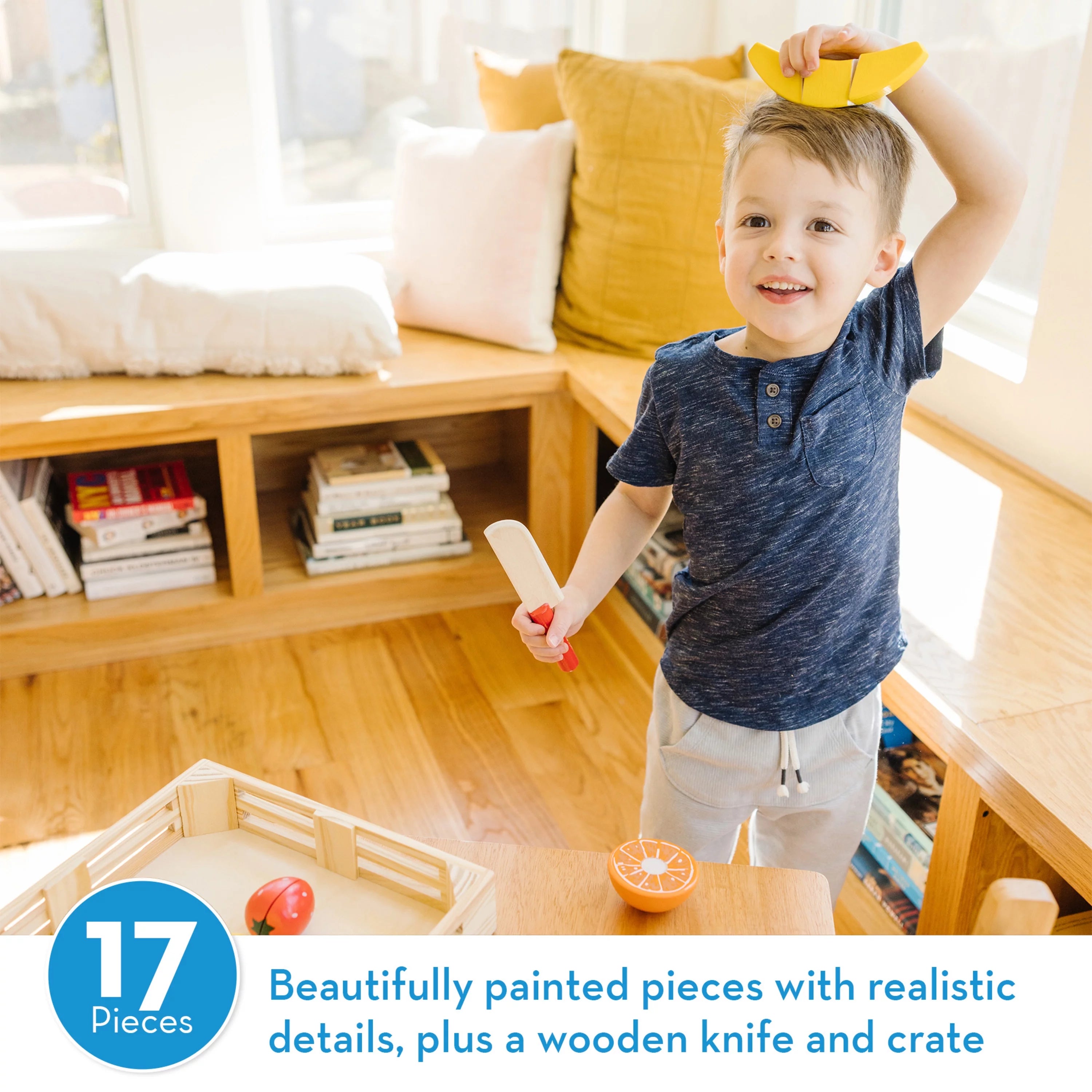 Melissa & Doug Ensemble de découpe de fruits – Accessoire de cuisine en bois, multicolore