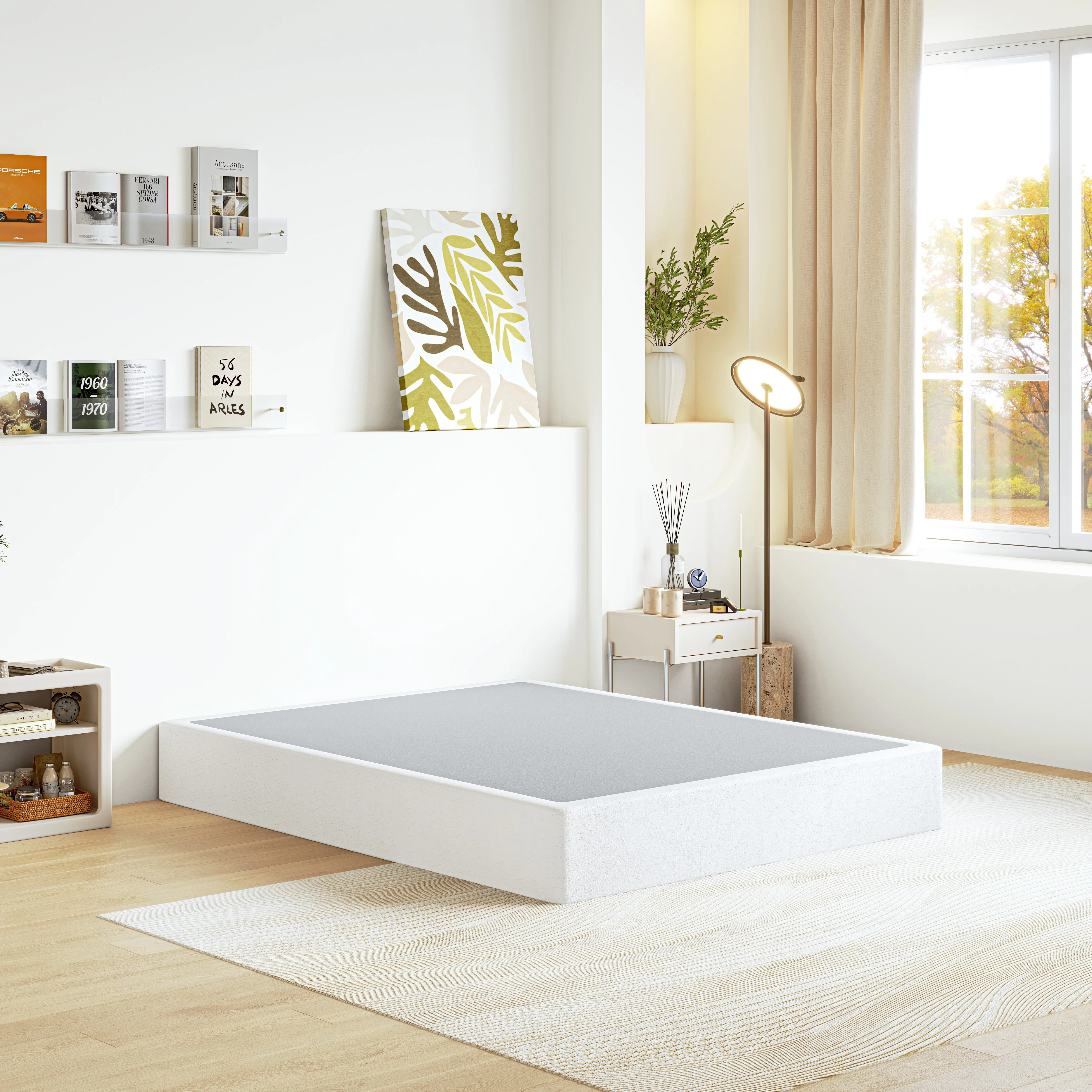 ULIESC 9 in Queen Metal Box Spring, Sturdy Mattress Foundation, Fabric Cover Included, Easy Assembly