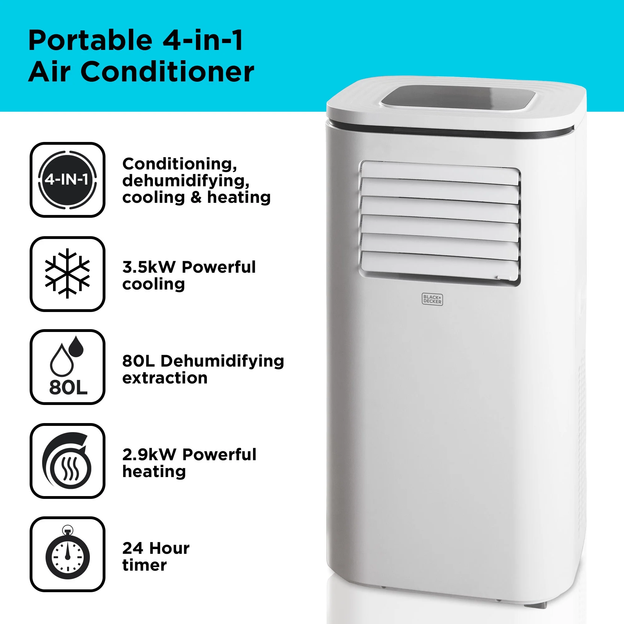 Black+Decker BXAC40011GB 4-i-1 bærbar klimaanlæg 12000 BTU