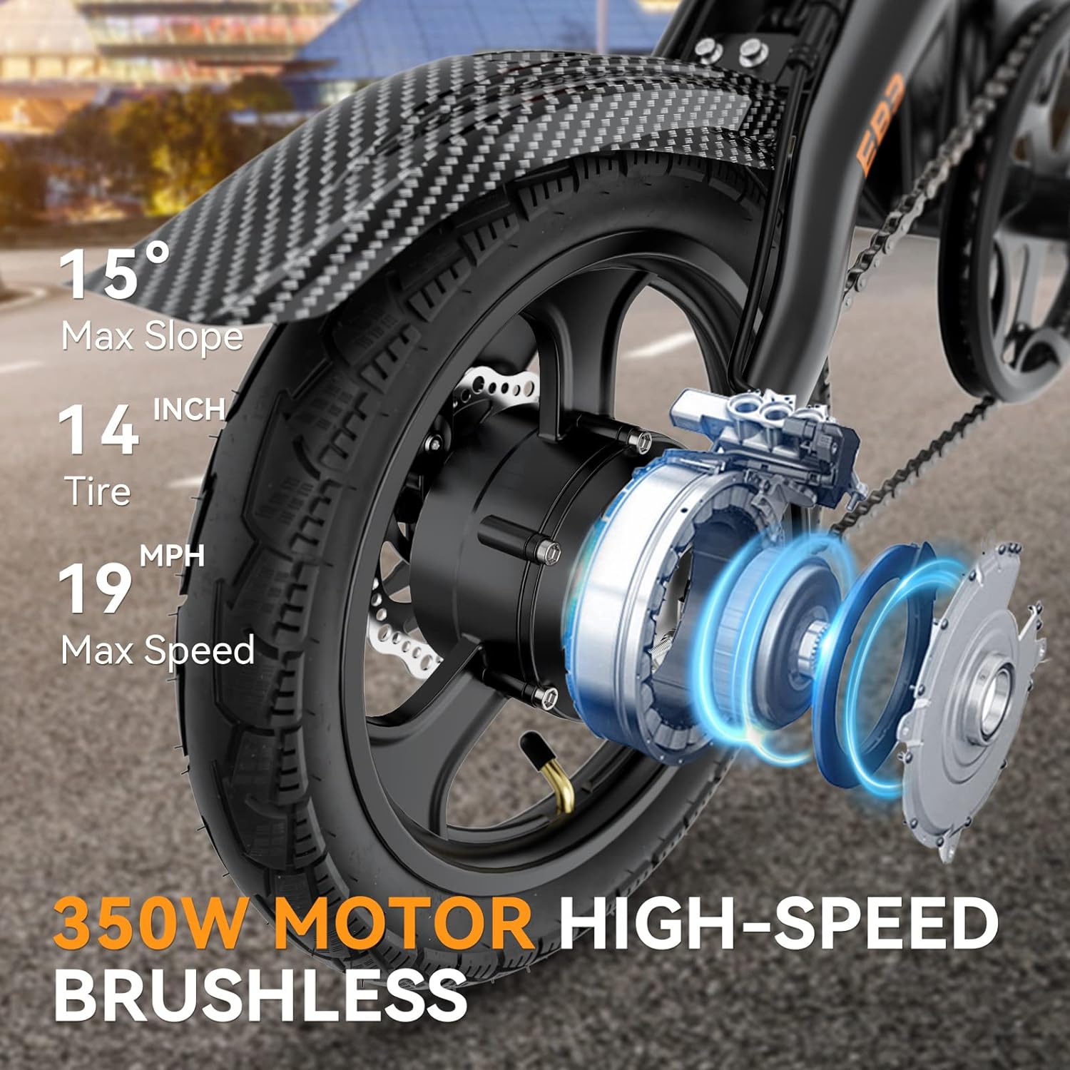 Vélo électrique Jasion EB3 pour adultes – 34 km/h, moteur de pointe de 500 W, batterie de 270 Wh, suspension arrière, assistance à 3 niveaux, vélo électrique pliable de 14 pouces pour adultes et adolescents – Conforme à la norme UL2849