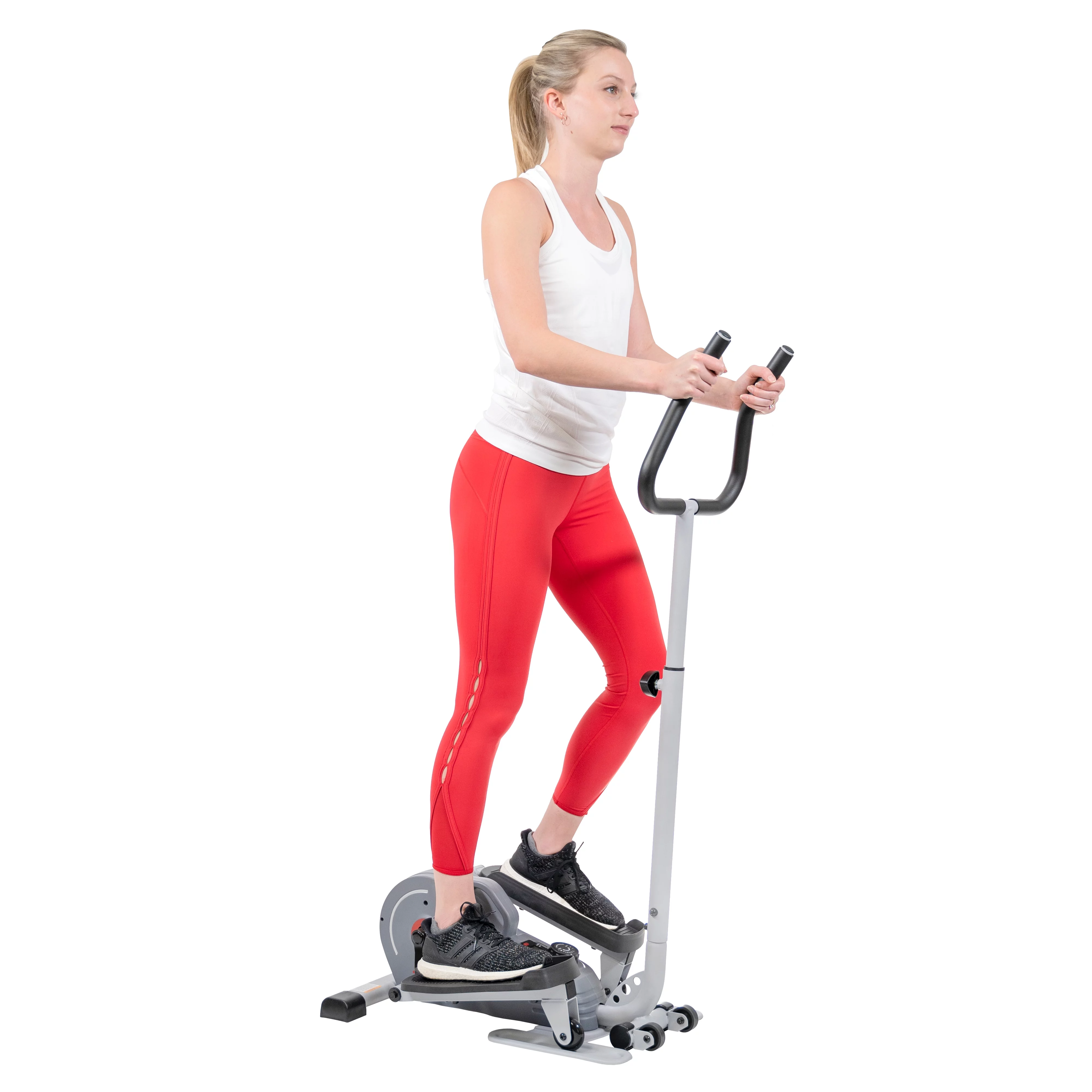 Vélo elliptique magnétique compact Sunny Health & Fitness avec guidon – Appareil de marche portable pour les entraînements à domicile. Modèle SF-E3988.
