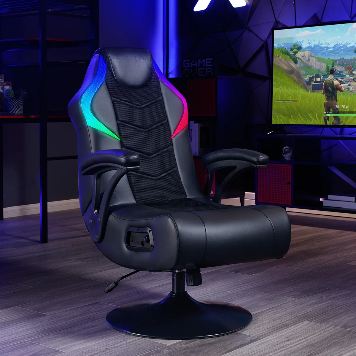 X Rocker Nemesis RGB Pedestal Gaming Chair, Black