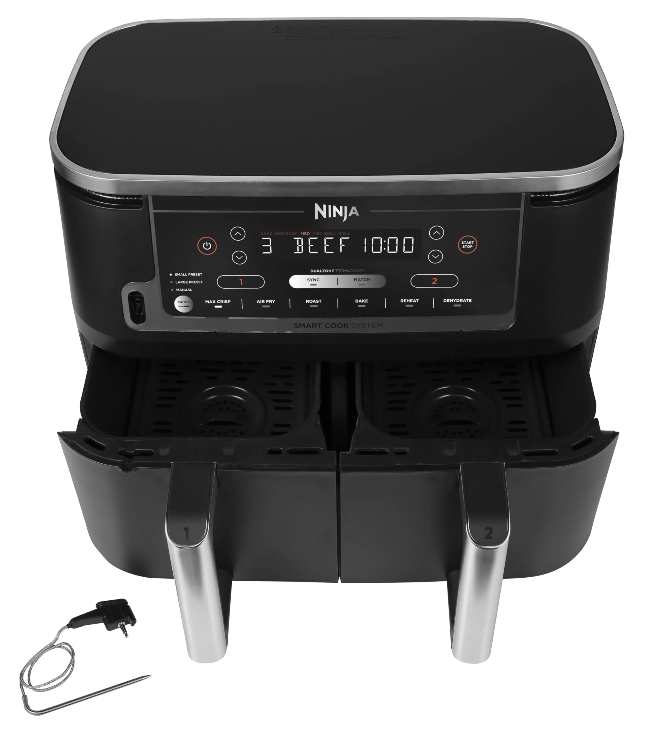 2025 Ninja AF451EU Foodi Max Airfryer 9,5 L. 2470 W. LED Touchskærm. Sort