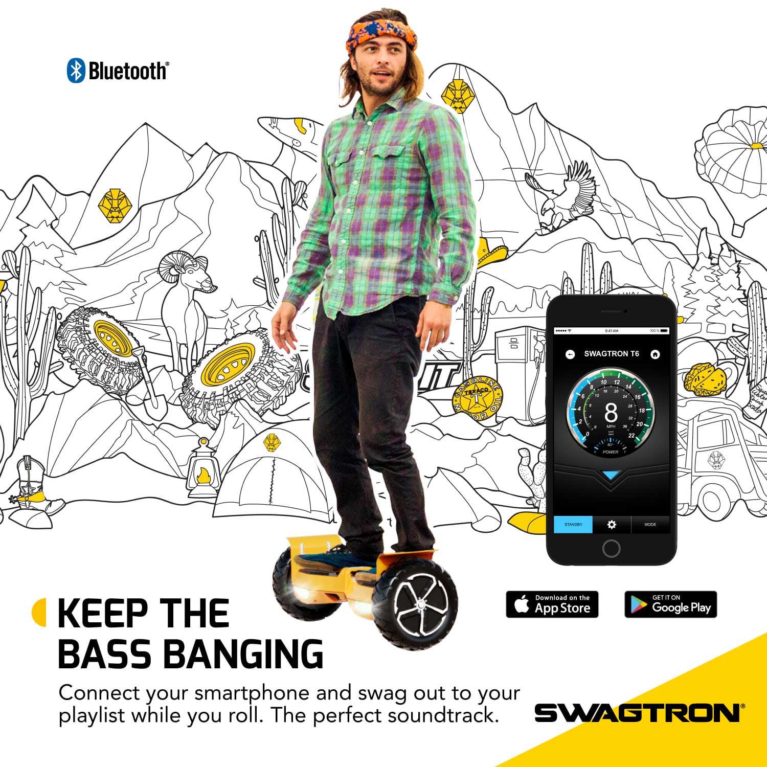 SWAGTRON Swagboard Outlaw Off - Road T6 - Handles Over 420 lb. up to 12 MPH. 10″ Rugged Tires