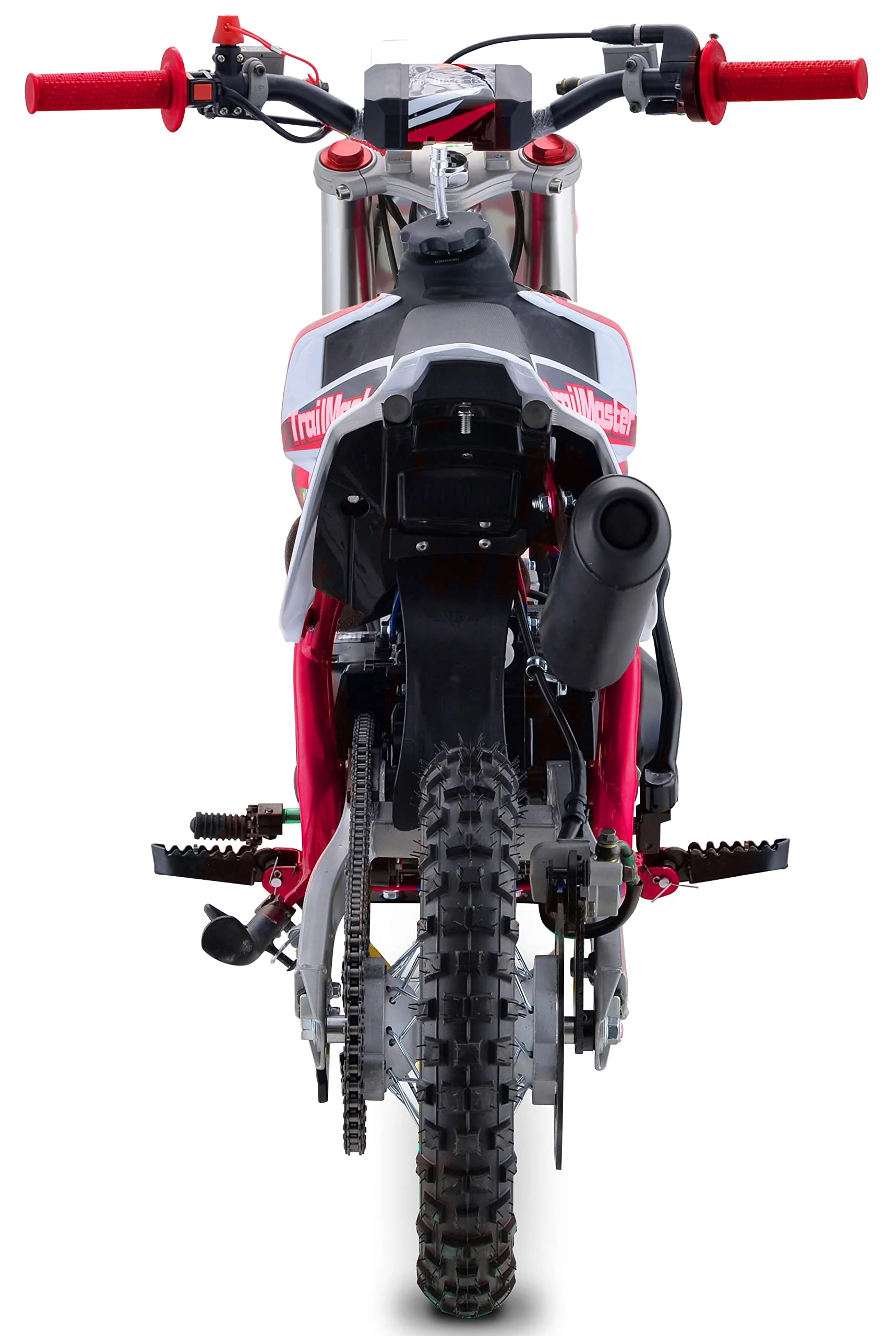 Trailmaster TM15 Dirt Bike 110cc Semi Automatic 4 Speed, 24.21 in Seat Height, Disk Brakes, Twin Spar Frame (Red)