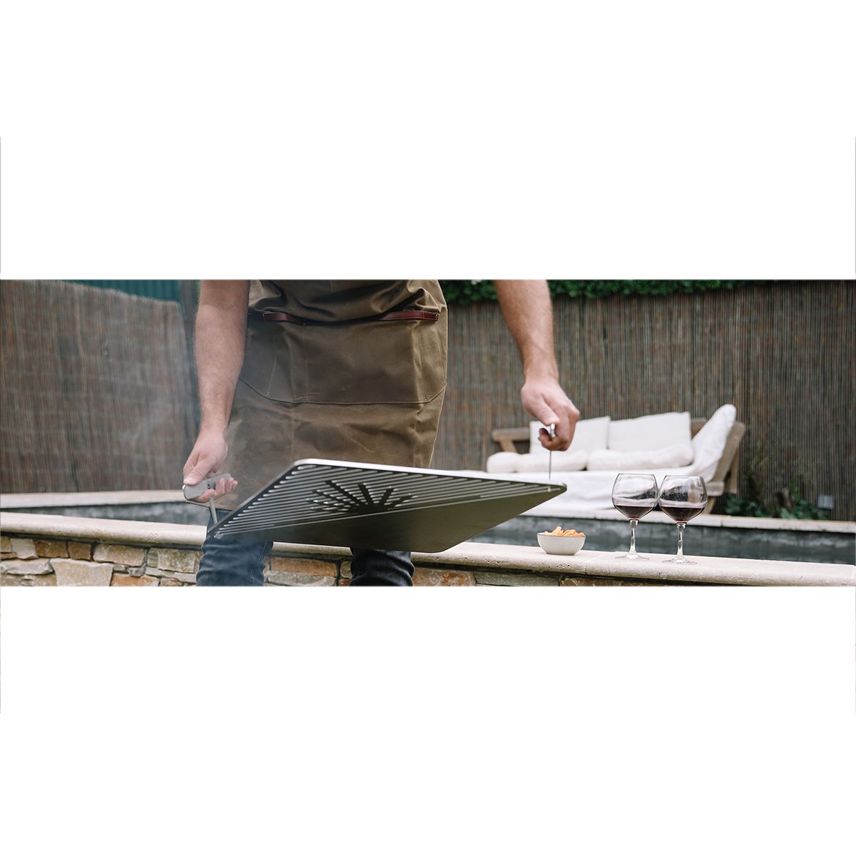 Brasero à Bois Krak + Grill 79x69cm - Levant + Grille Fleur De Rouille