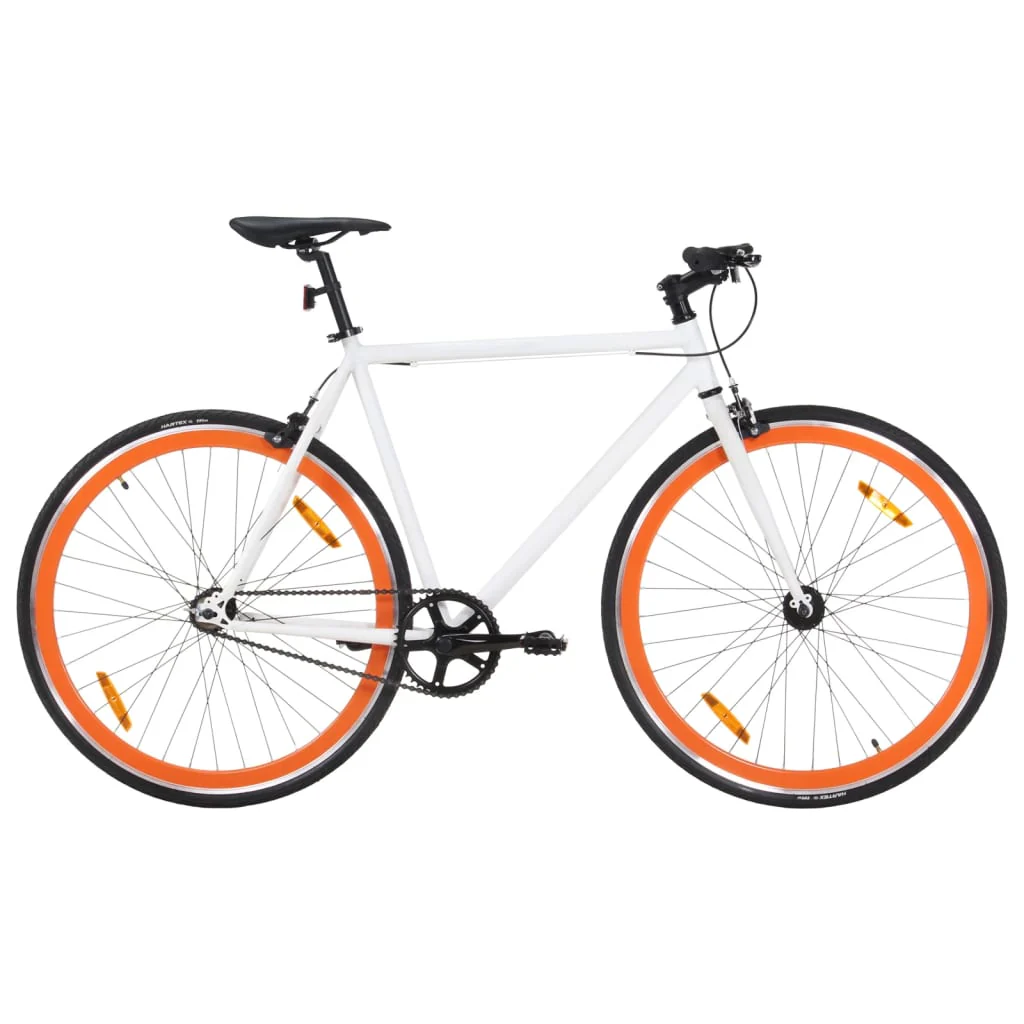 2025 Hvid og orange cykel med fast gear 700c 51cm v7218