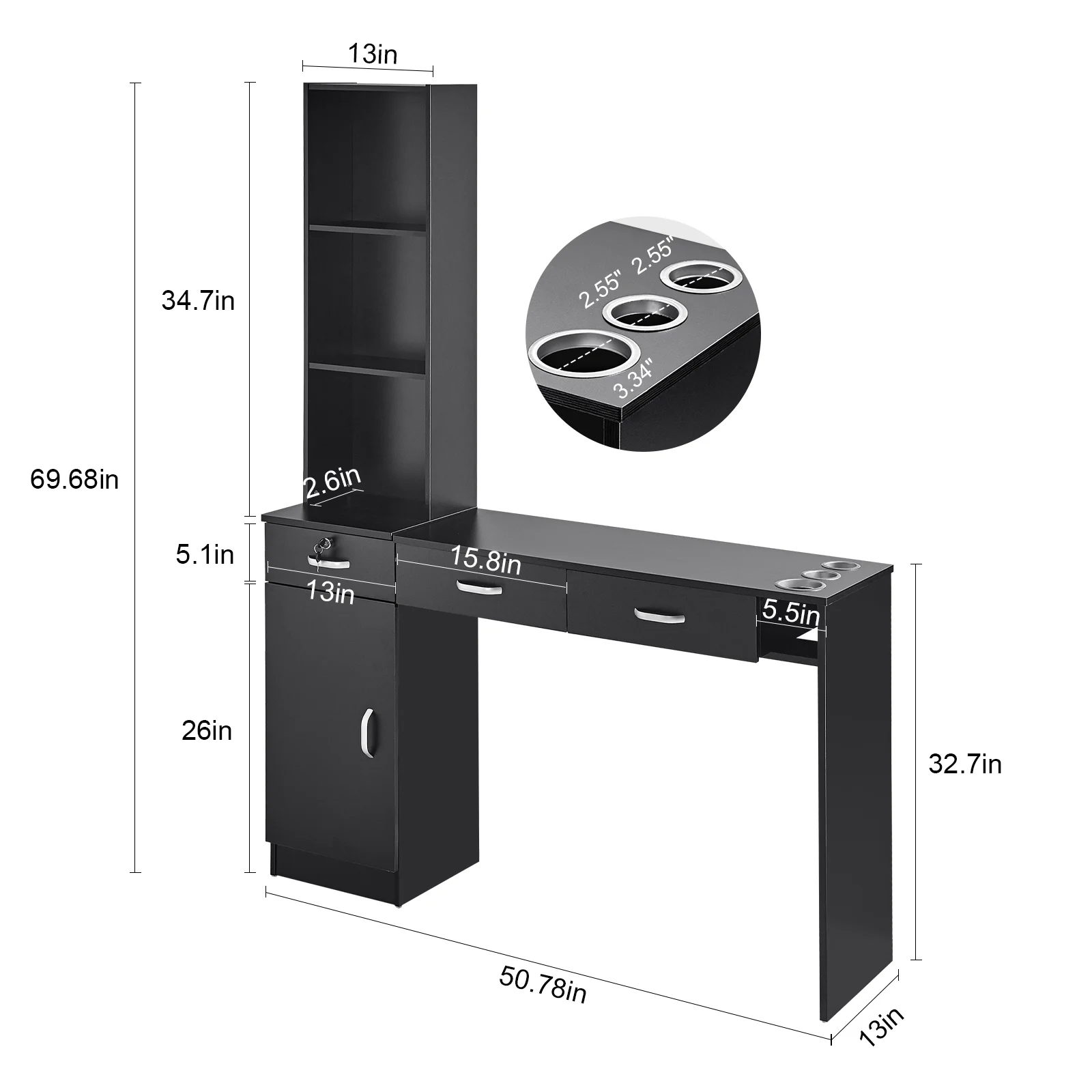 2025 SKYSHALO Station de coiffure murale – Table de coiffure pour salon de beauté et spa.