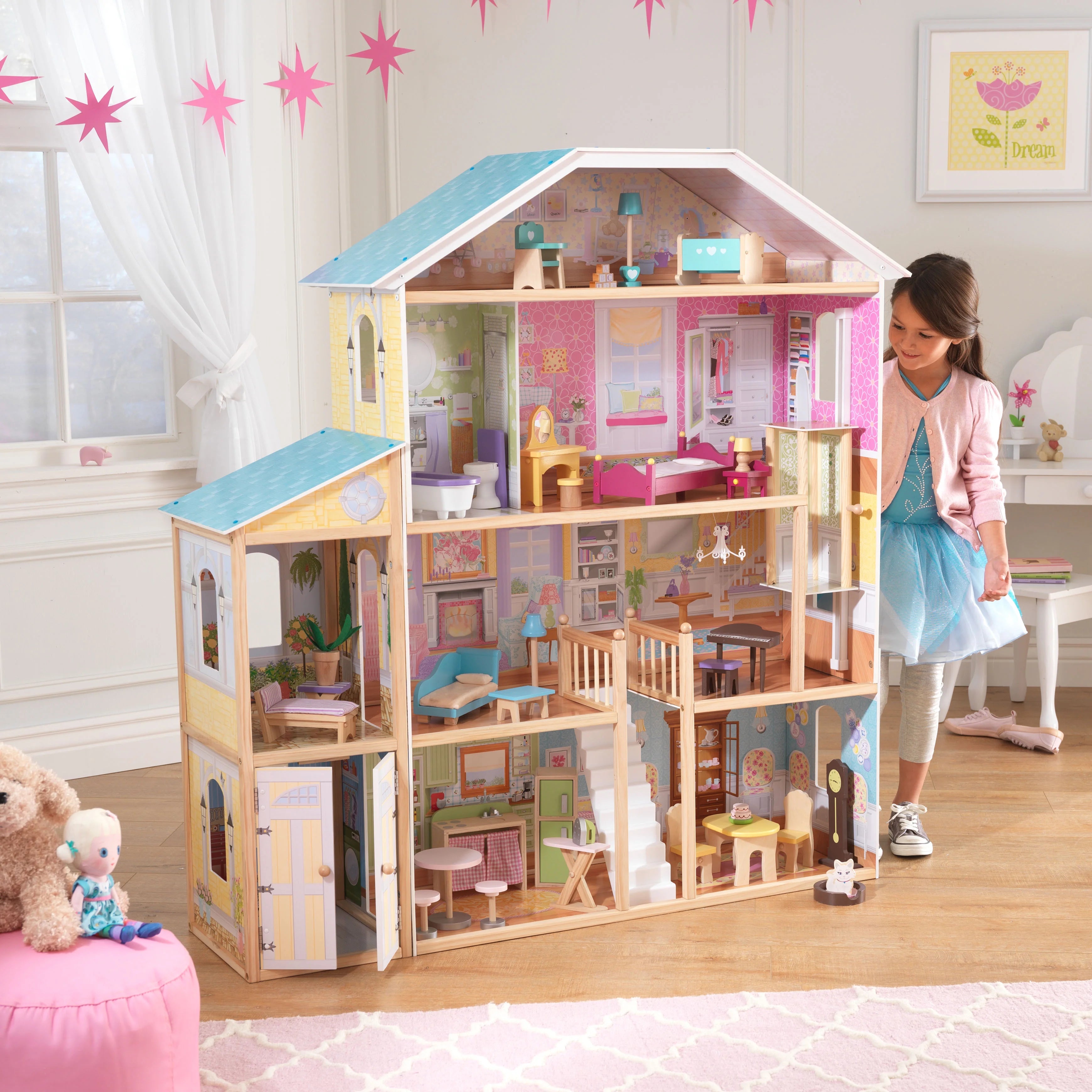 Maison de poupée en bois KidKraft Majestic Mansion avec 34 accessoires