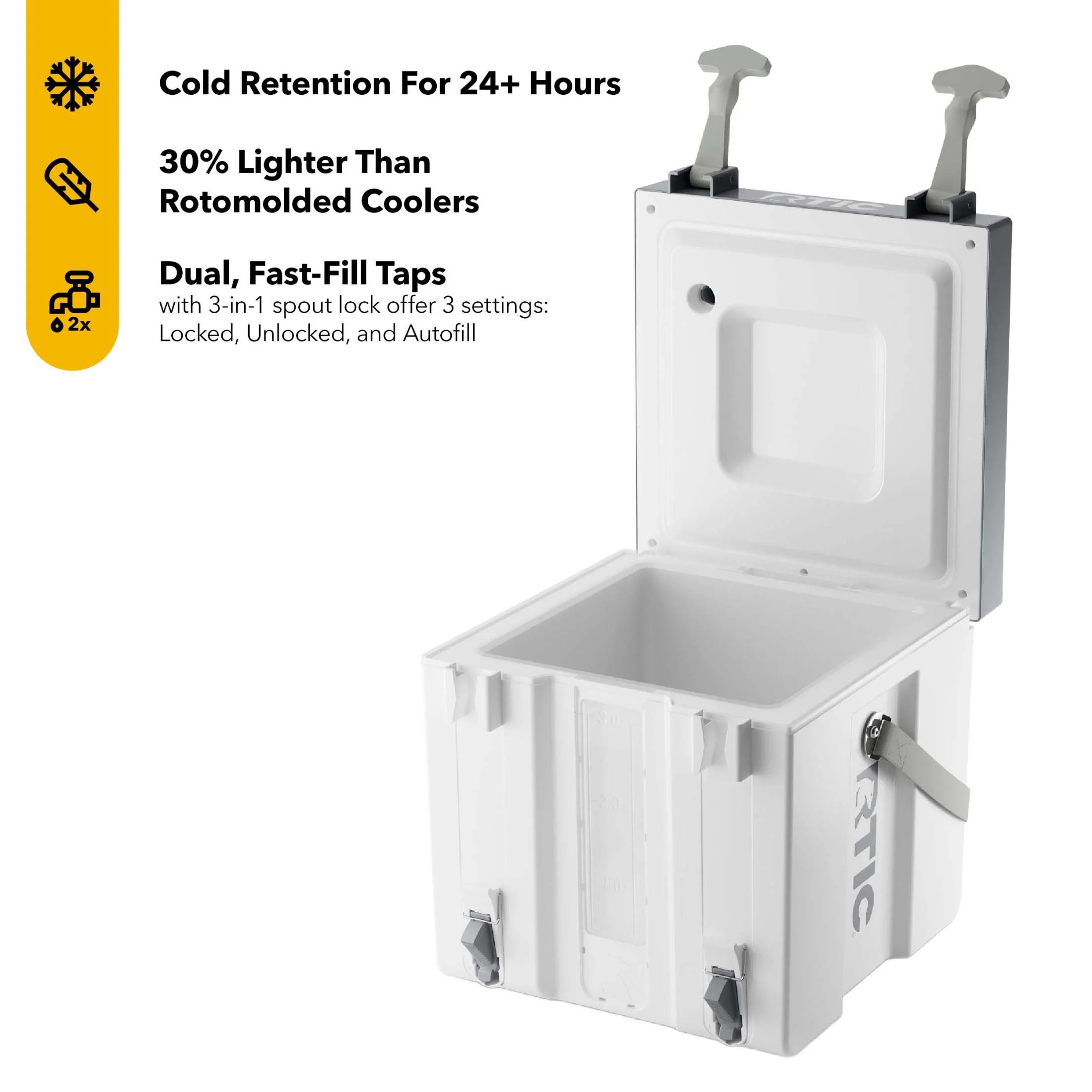 RTIC Halftime Water Cooler, 3 Gallon Hard - Sided Water Cooler, White