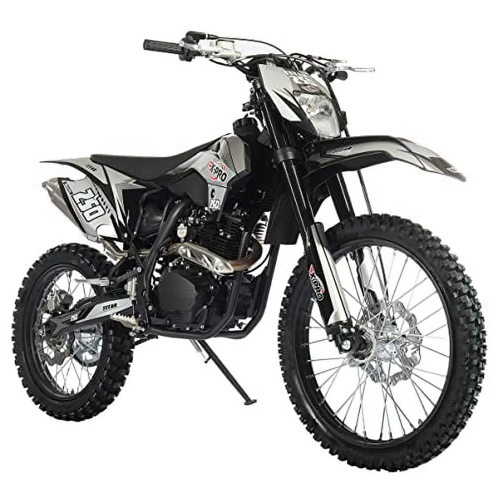 X - Pro Brand New Titan 250cc Gas Pit Dirt Bike with LED Headlight, 5 - Speed Manual Transmission, Electric/Kick Start! Big 21"/18" Wheels!
