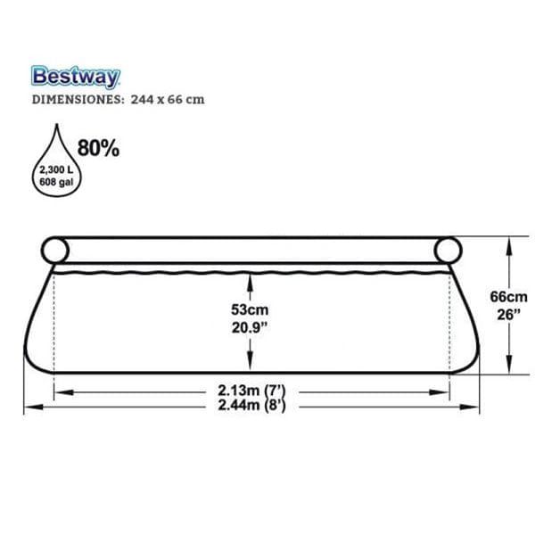 Bestway Oppustelig Rund Swimmingpool 2300l Ø244x66 cm