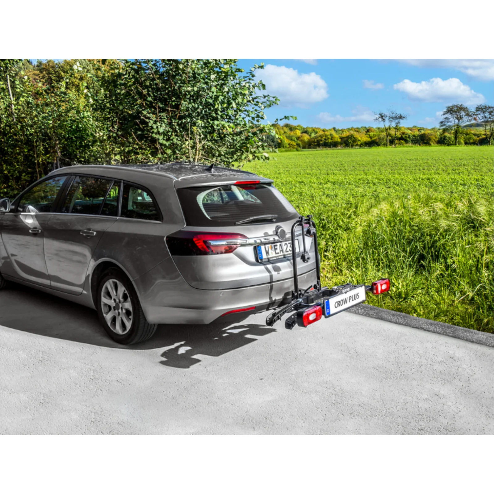 2025 EUFAB cykelholder til anhængertræk – CROW PLUS model – til 2 cykler/elcykler op til 50 kg. Sammenklappelig