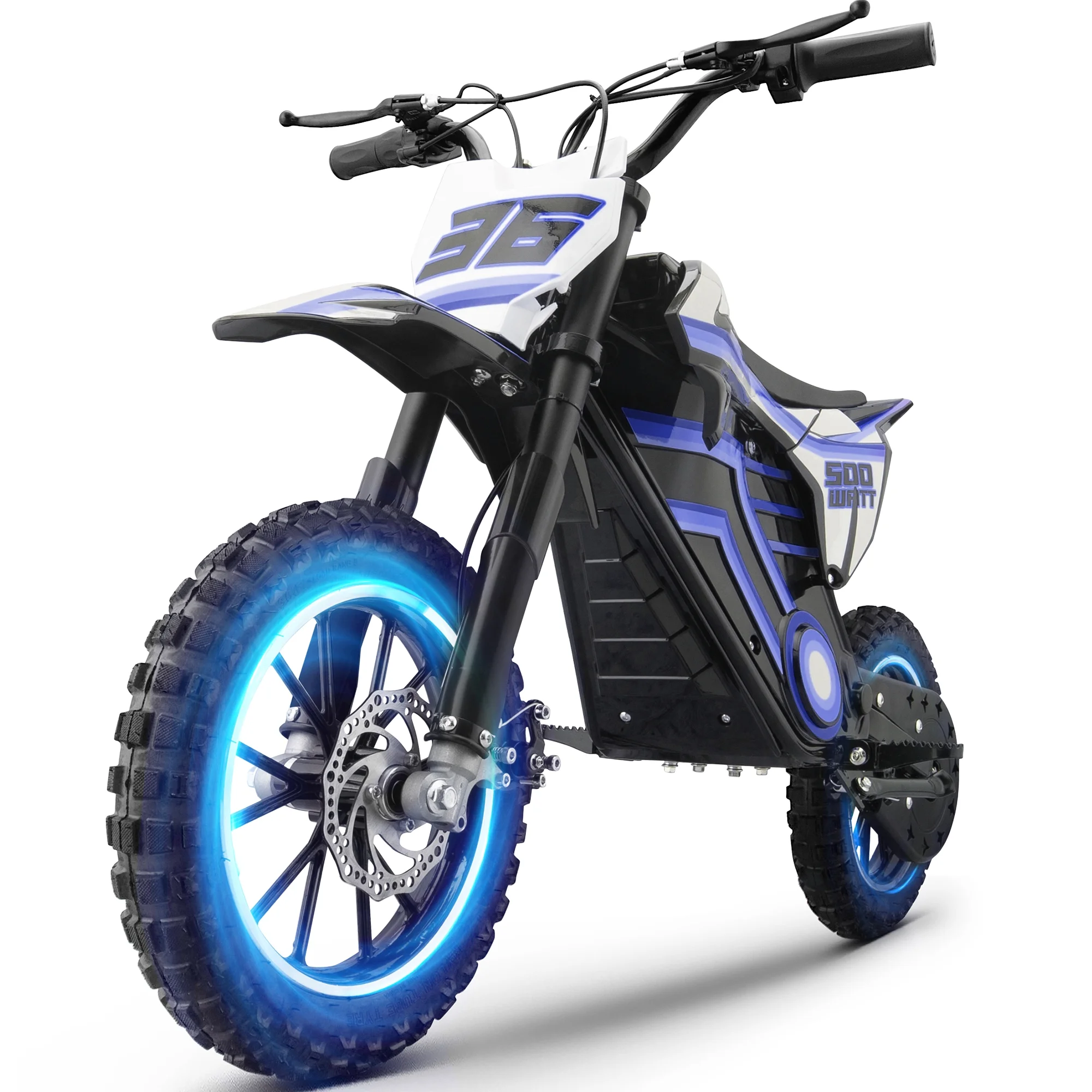 QEASET Electric Dirt Bike, 500W Kids Dirt Bike for Boys Girls Age 8 - 14, Blue