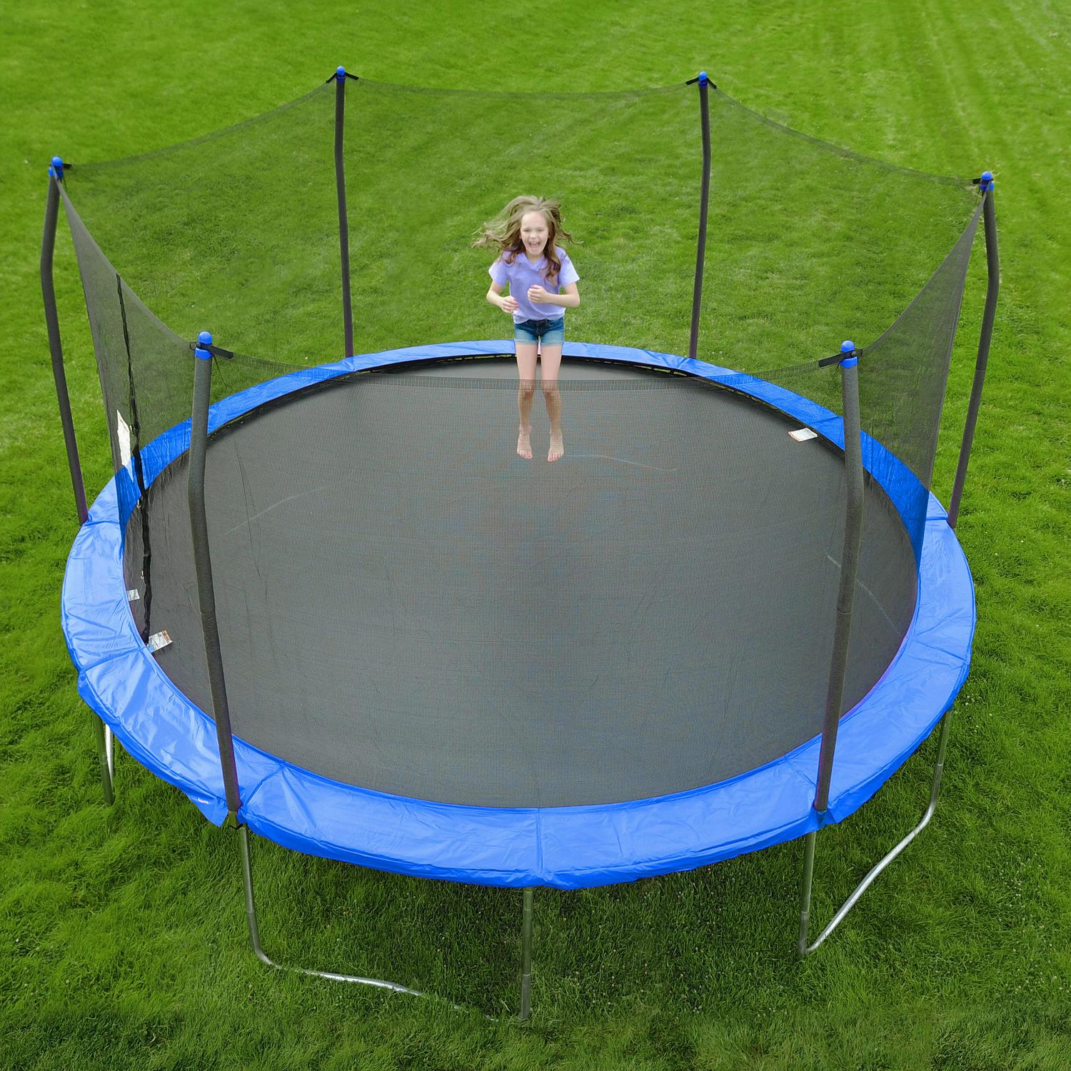 Skywalker Trampolines 15′ Trampoline. with Enclosure. Bright Blue