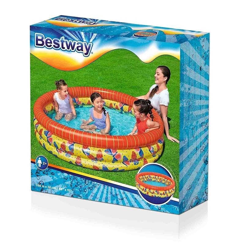 Bestway Oppustelig Børnepool med 3 Sommerfugleringe, 168x38 cm, +2 År, Have 51202
