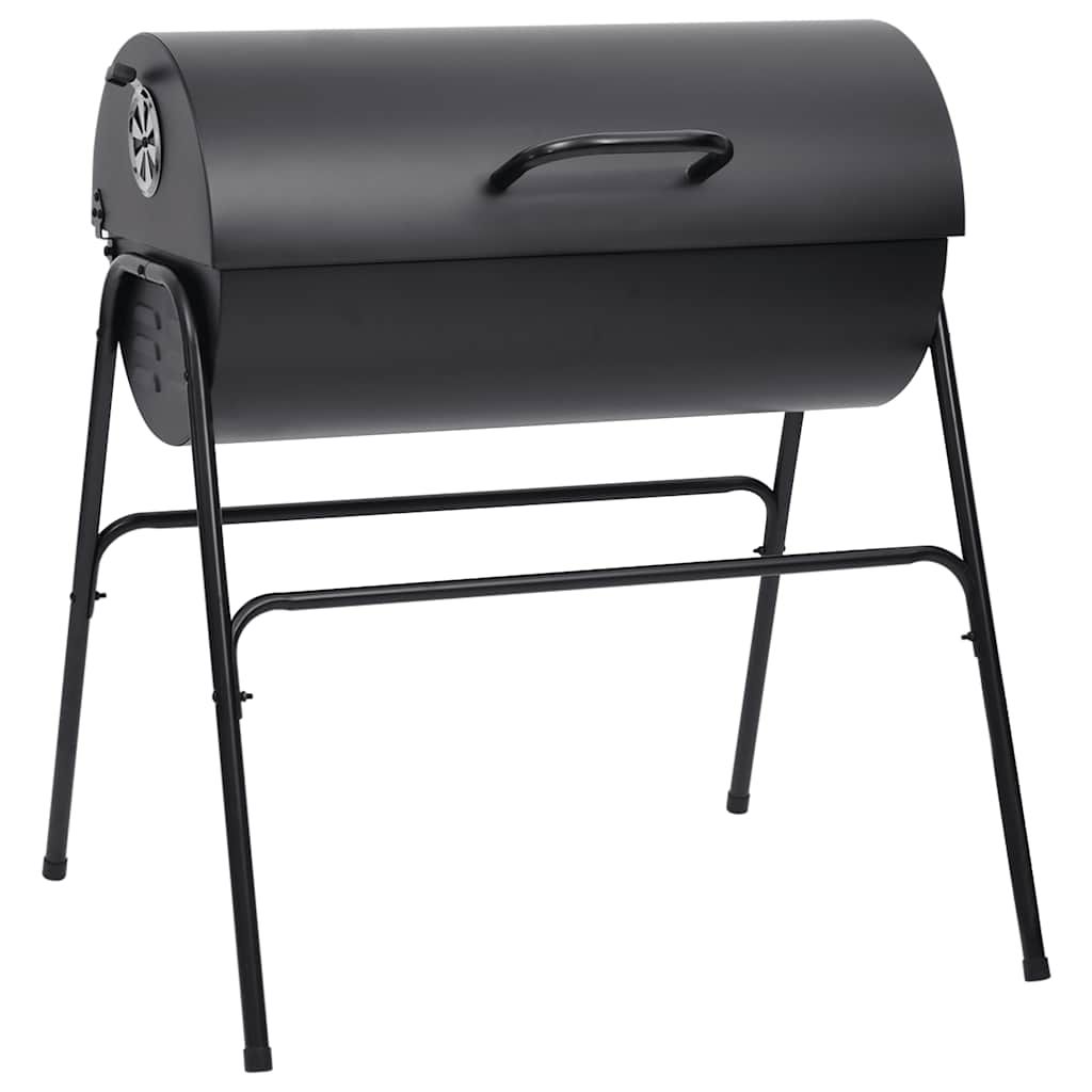 Fassgrill mit 2 Grillrosten, schwarzer Stahl, 80x95x90 cm, Vidaxl
