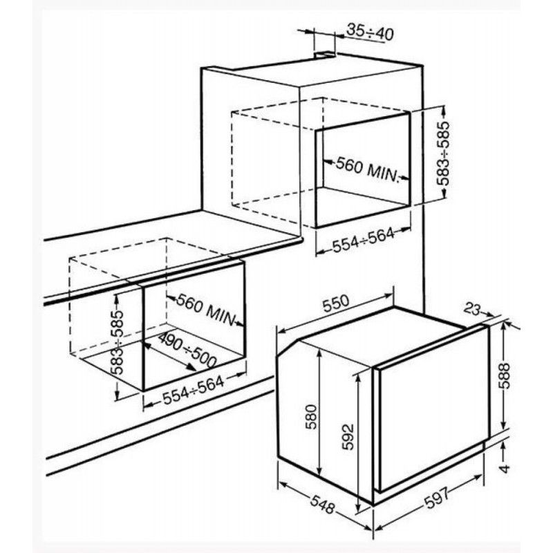 Smeg SF64M3TVX Rustfri Stål Ovn