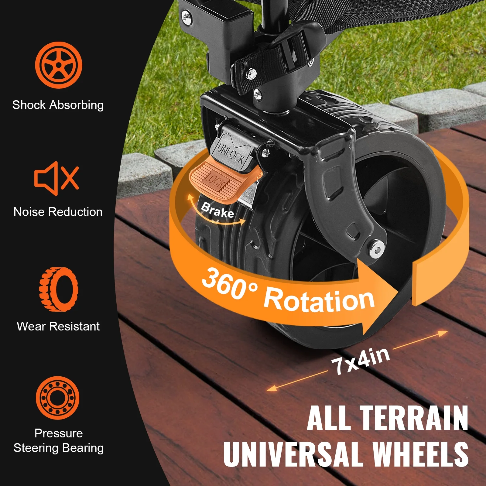 VEVOR Foldable Double Decker Wagon, 400 L Collapsible Wagon Cart with All - Terrain Wheels, Heavy Duty Folding Wagon Cart 350 - 450 lb Weight Capacity for Camping, Shopping, Garden, 52" Extra Long Extender